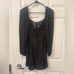 Reformation Black and White Polka Dot Long Sleeve Dress
